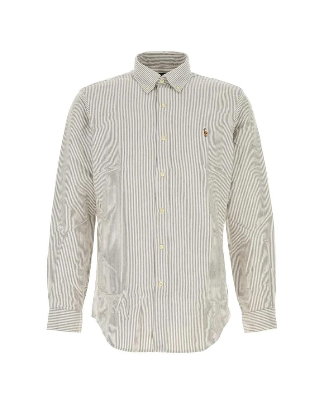 Polo Ralph Lauren White Vertical-Stripe Button-Down Shirt for men