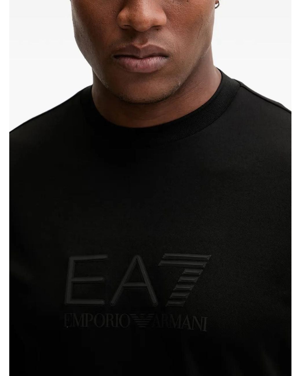EA7 Black Logo-Print Crew-Neck T-Shirt for men