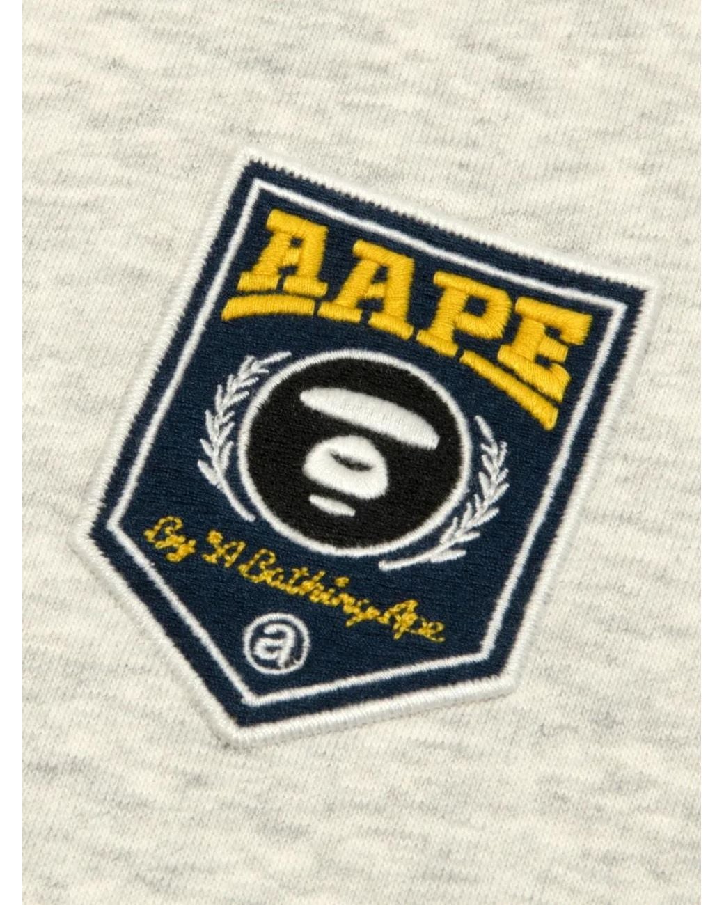 Aape By A Bathing Ape White Aapeunvs Logo-Patch Drawstring Hoodie for men