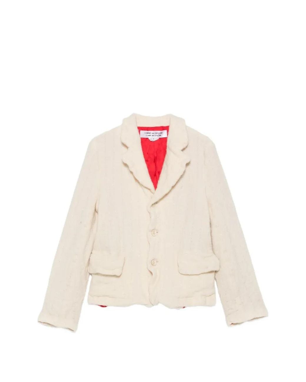 Comme des Garçons White Metallic-Thread Ruffled Jacket