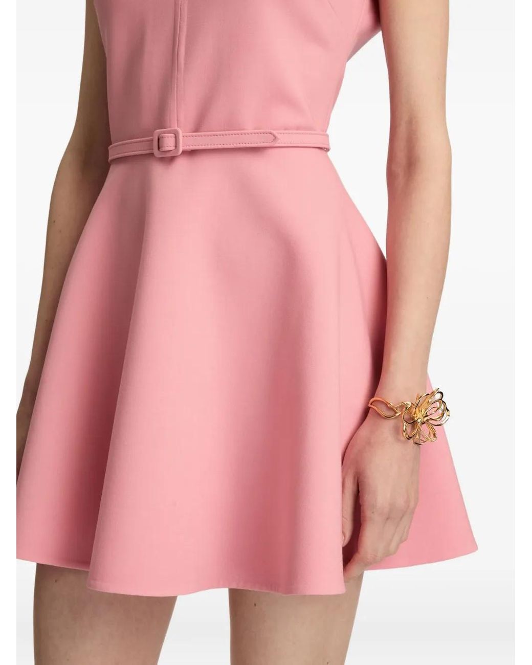 Oscar de la Renta Pink Split-Neck Mini Dress