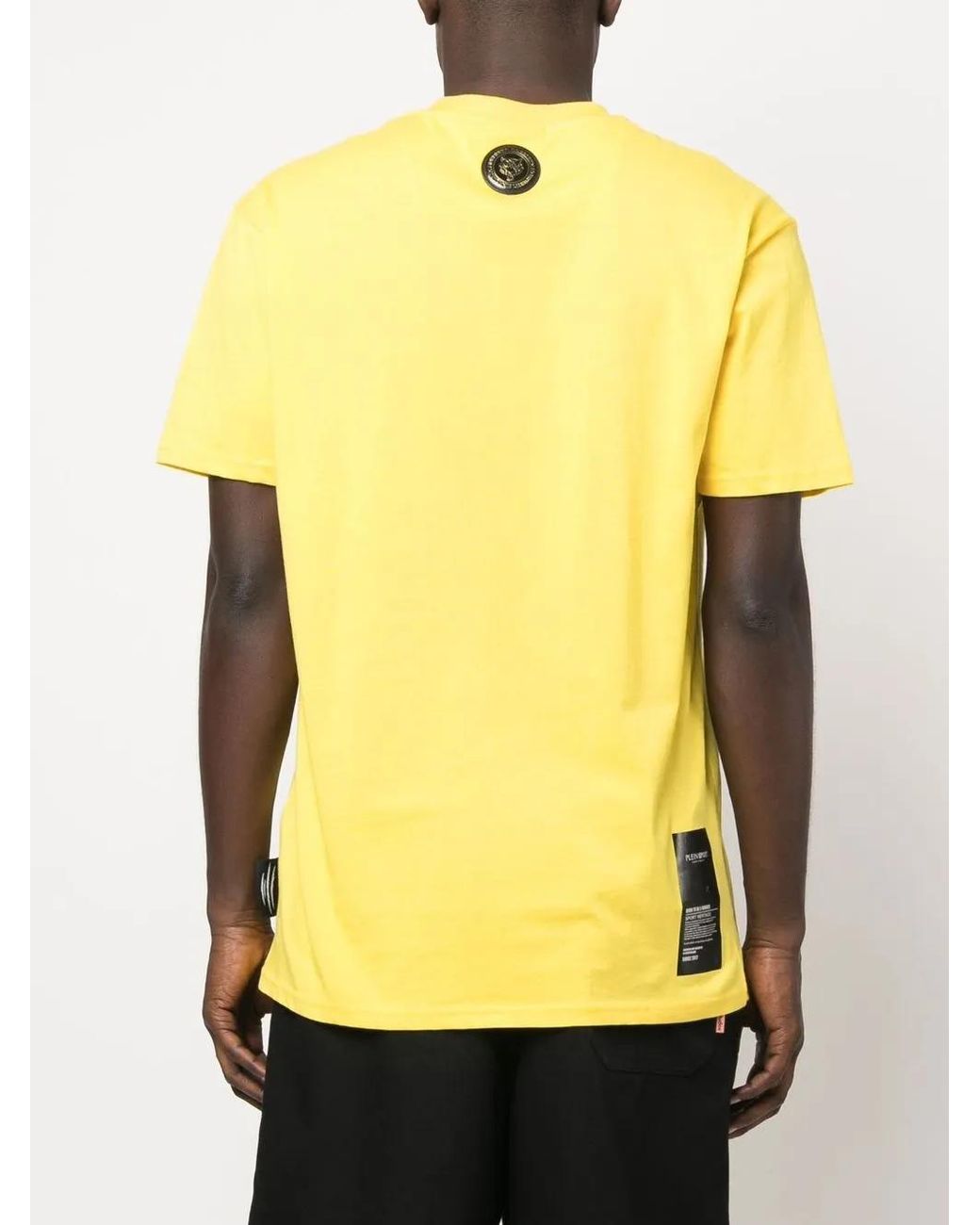 Philipp Plein Yellow Tiger-Head Logo-Print T-Shirt for men