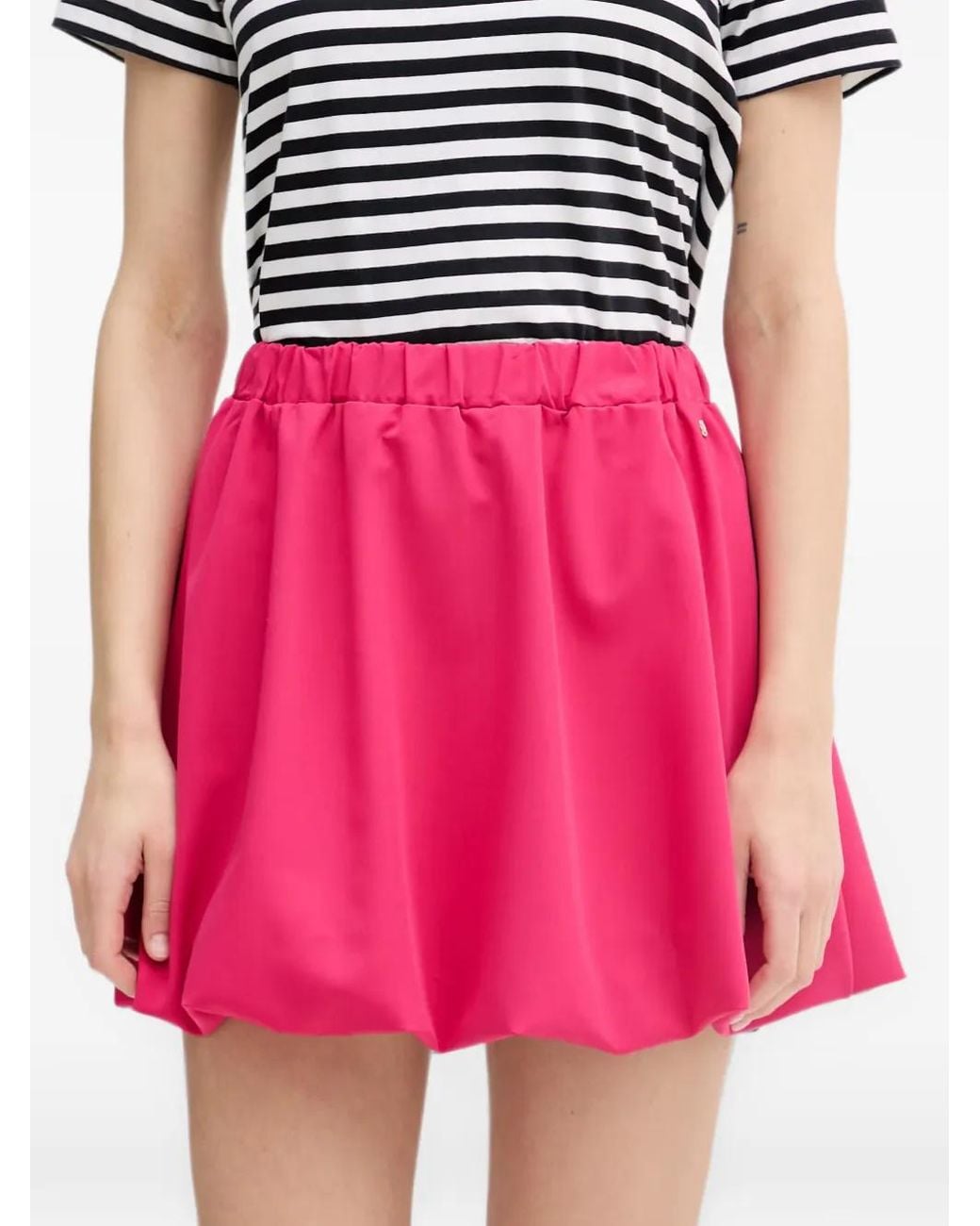 GAUDI Pink Bubble-Hem Elasticated-Waist Mini Skirt