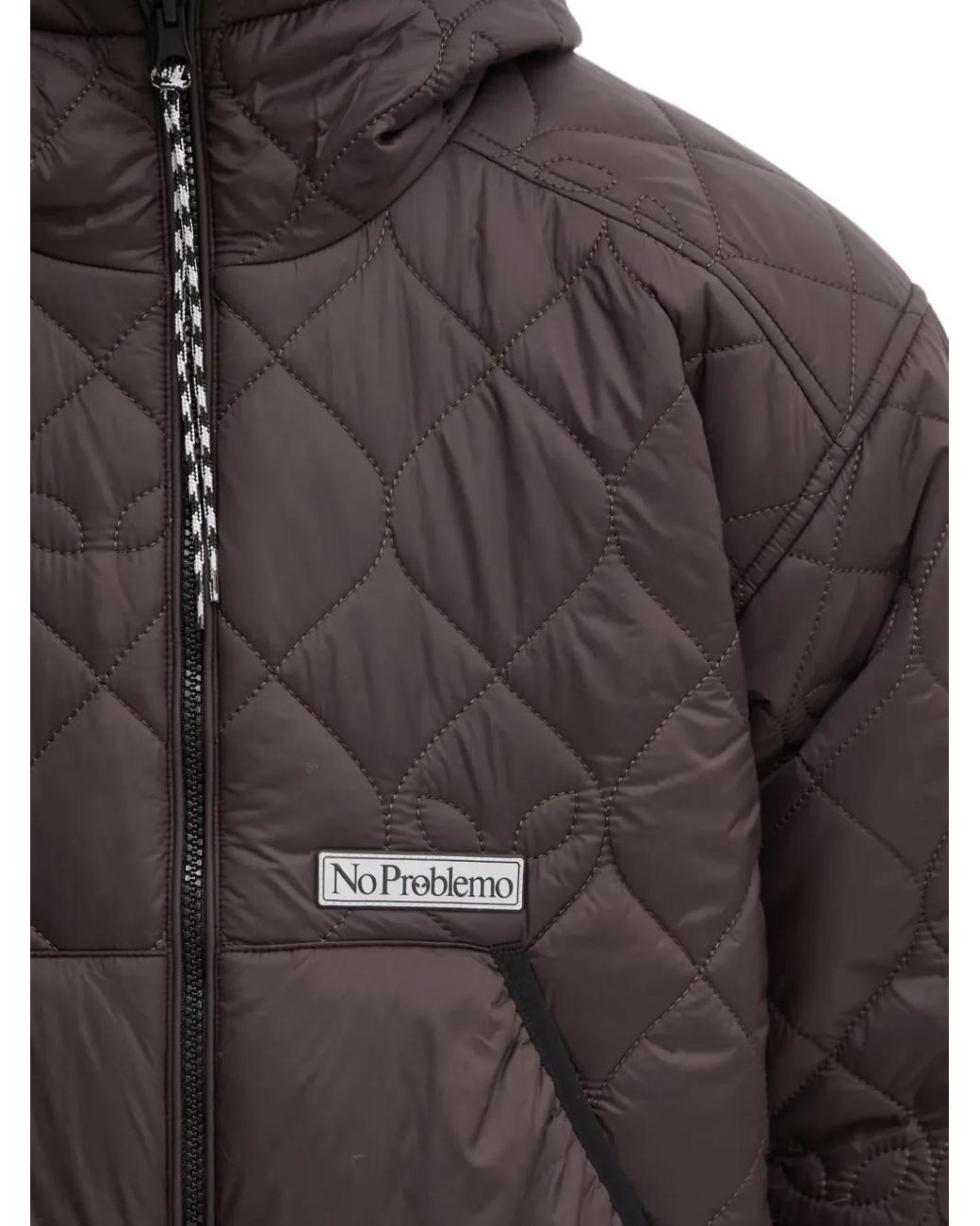 No Problemo Gray Quilted Hooded Jacket for men