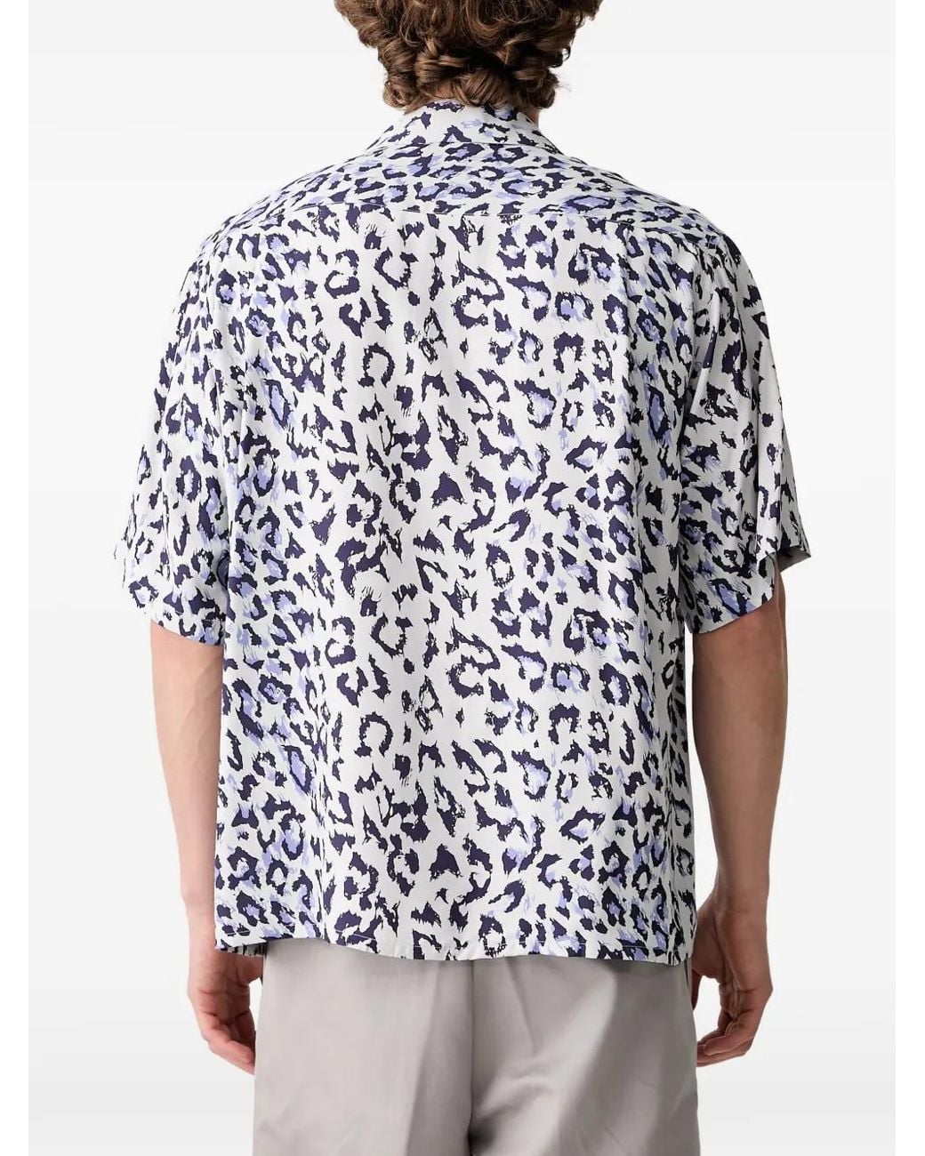Wacko Maria Blue Leopard-Print Shirt for men