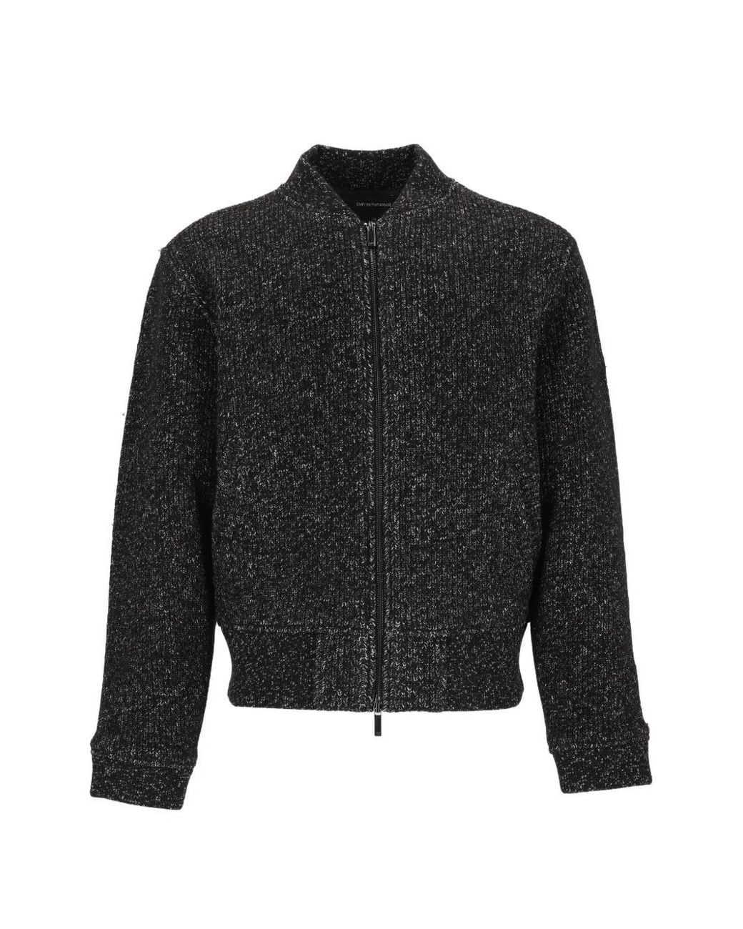 Emporio Armani Black Signature Capsule Marl-Knit Zip-Up Jacket for men