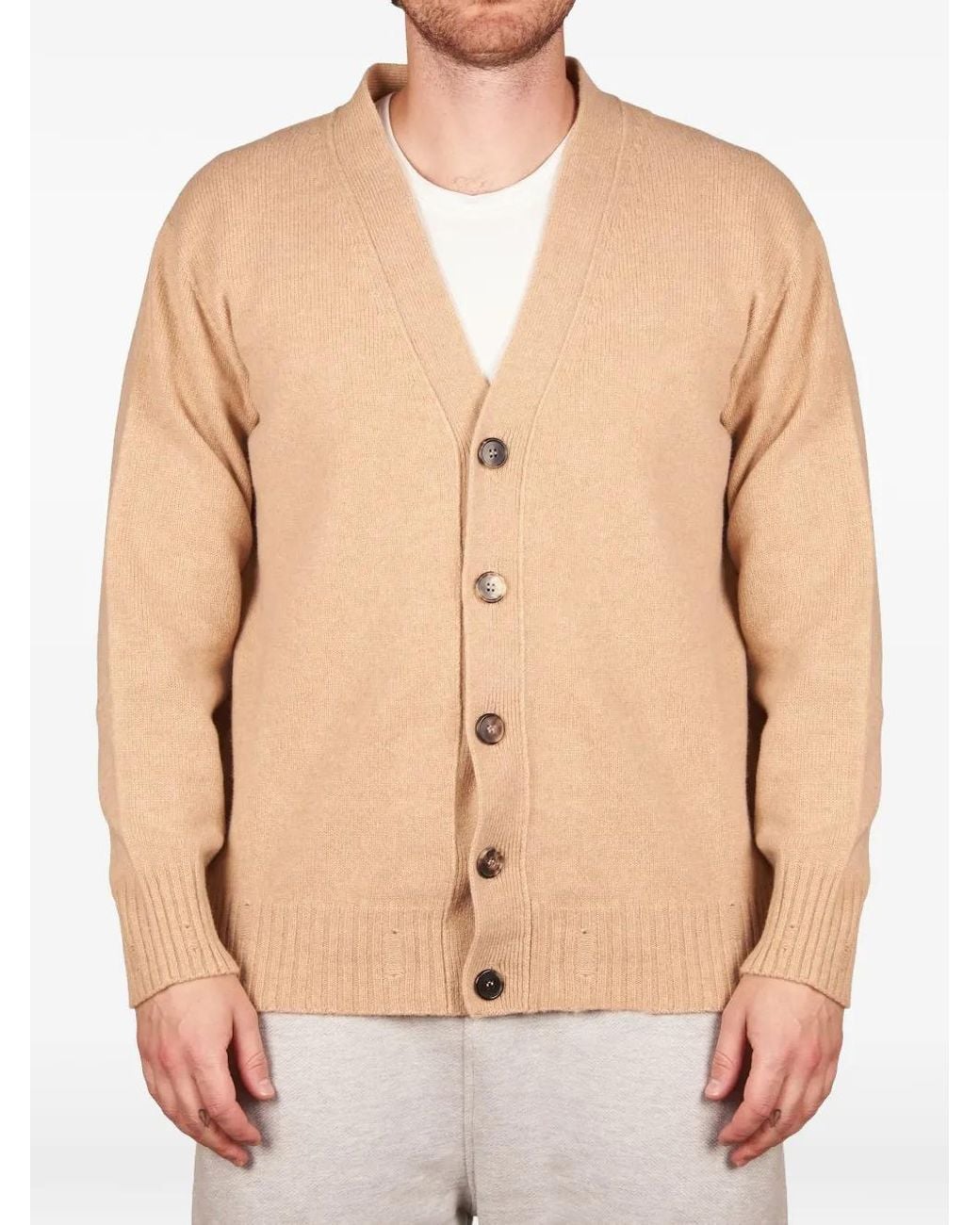Amaranto Natural Button-Up Knitted Cardigan for men