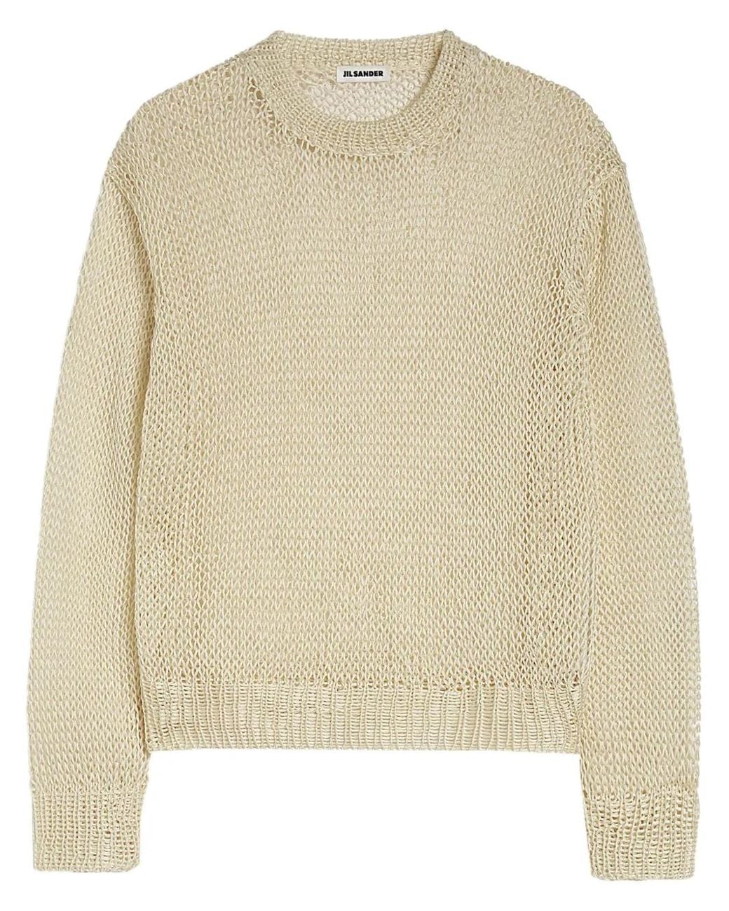 Jil Sander Natural Pullover Mit Lochstrickmuster