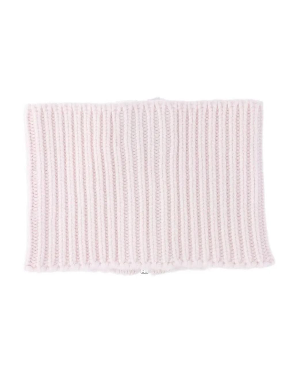 Sa Su Phi Pink Ribbed-Knit Zip-Fastening Neckwarmer Scarf