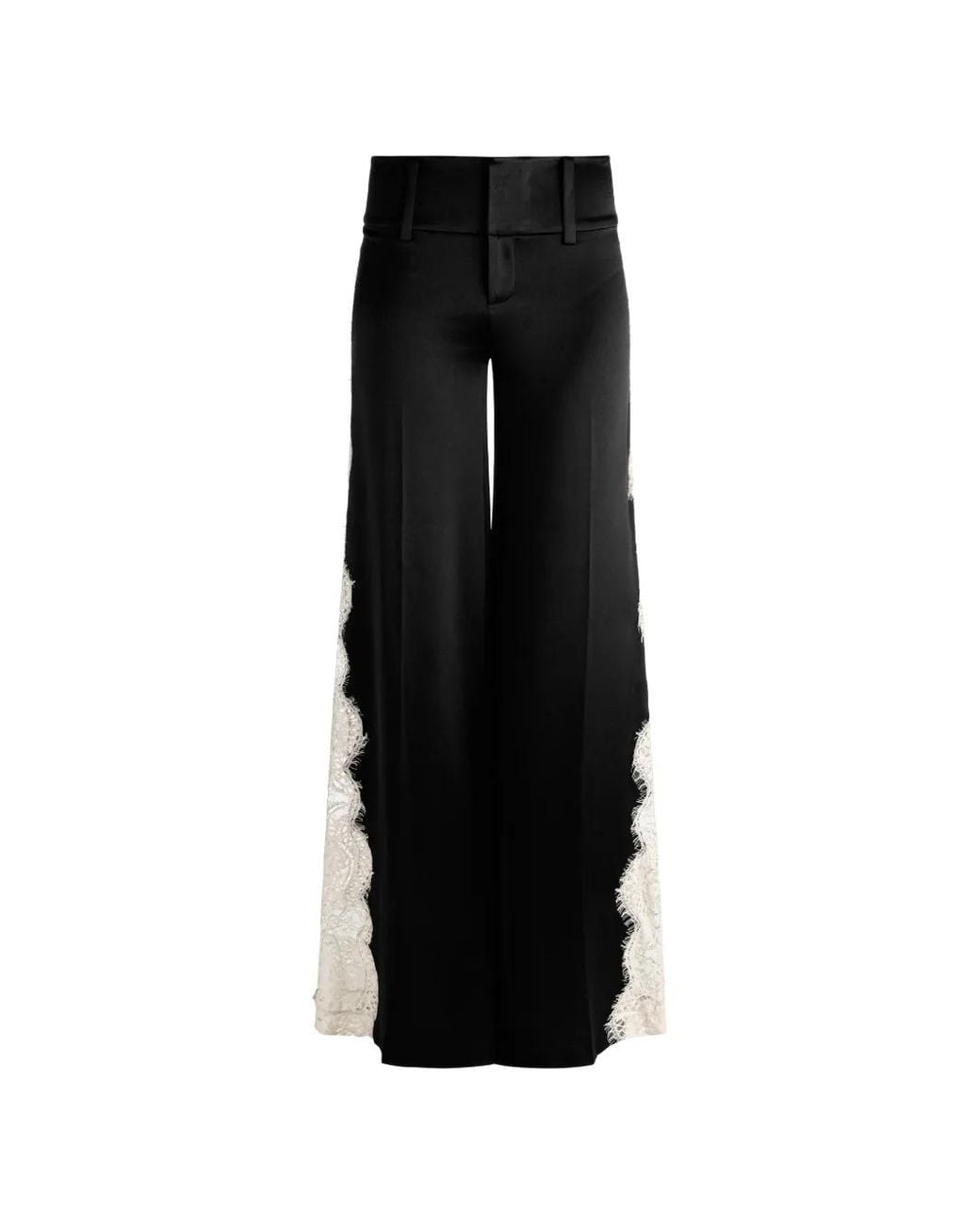 Alice + Olivia Black Pantalon Olivia Ample À Empiècements En Dentelle