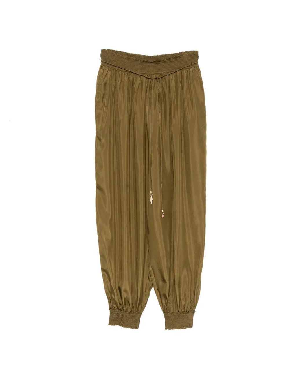 Zimmermann Green Elasticated-Cuff Tapered Trousers