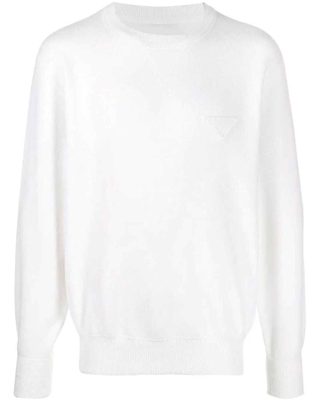 Prada White Logo-Appliqué Sweater for men