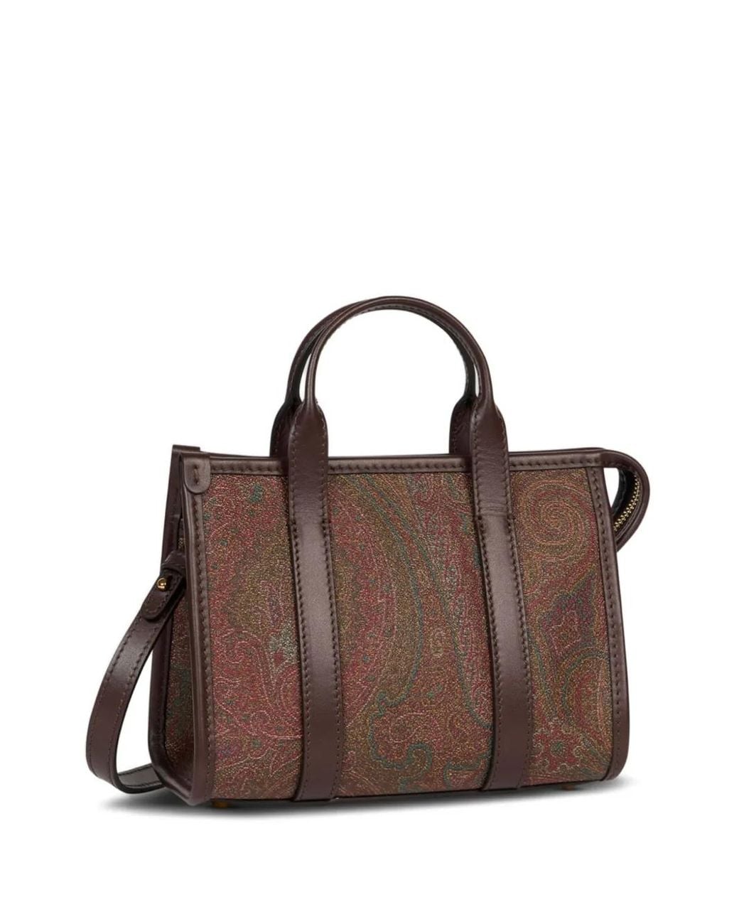 Etro Brown Paisley Jacquard Mini Tote Bag