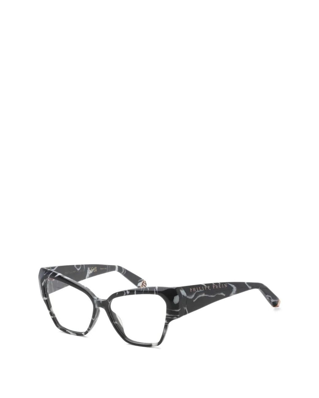 Philipp Plein White Lunettes De Vue À Monture Papillon À Effet Marbré