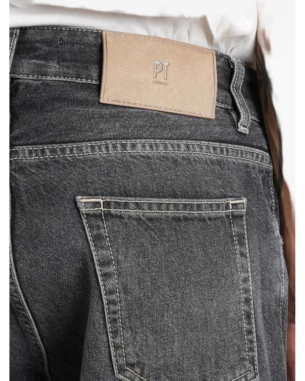 PT Torino Black Rebel Faded-Effect Straight-Leg Jeans for men