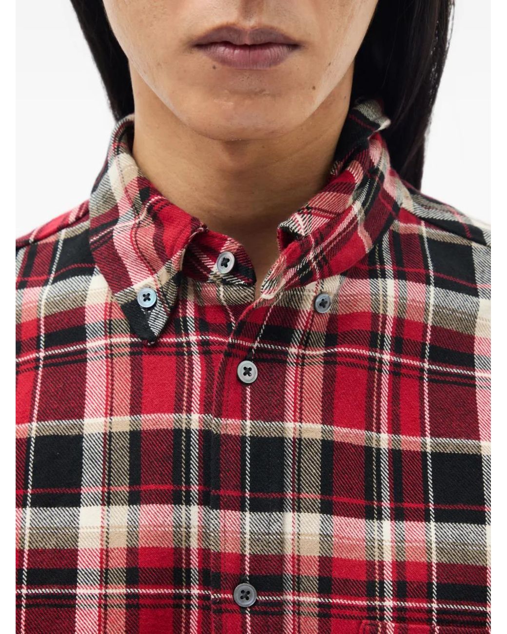 Ann Demeulemeester Red Check-Print Shirt for men
