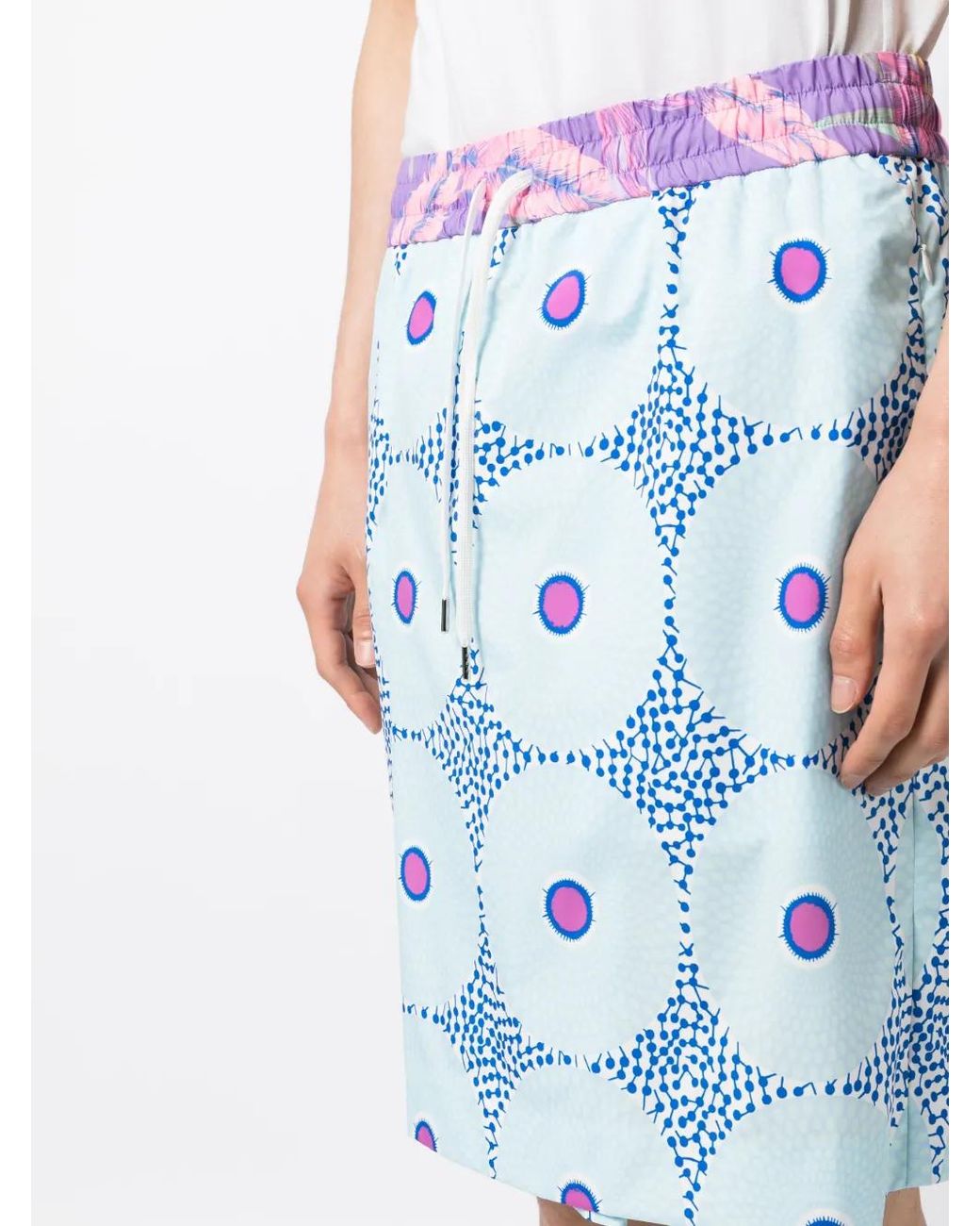 Fumito Ganryu Blue Graphic-Print Drawstring Shorts for men