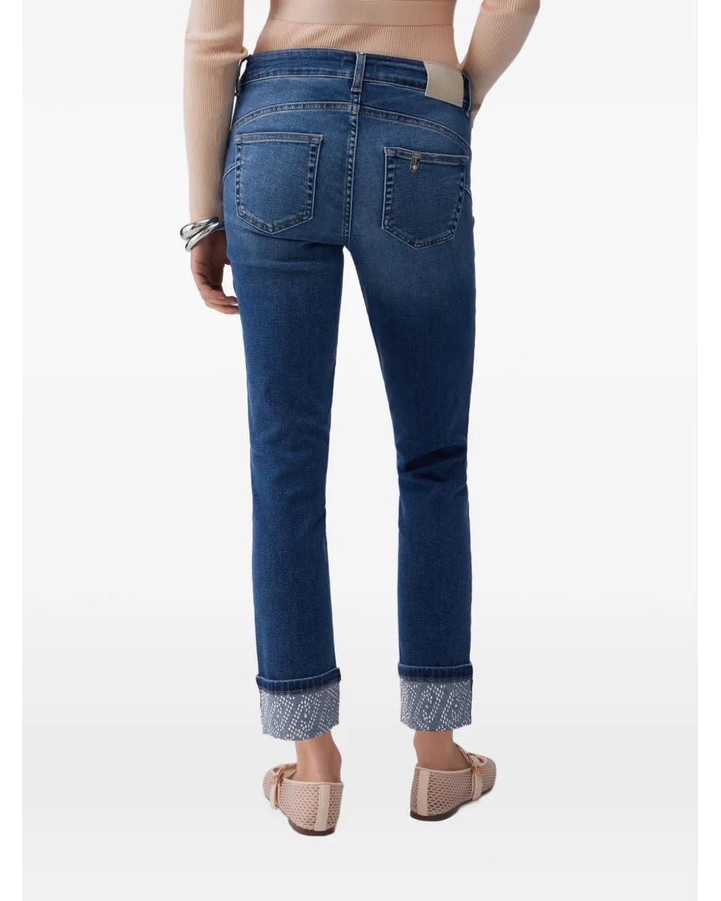 Liu Jo Blue Skinny Jeans With Rhinestones