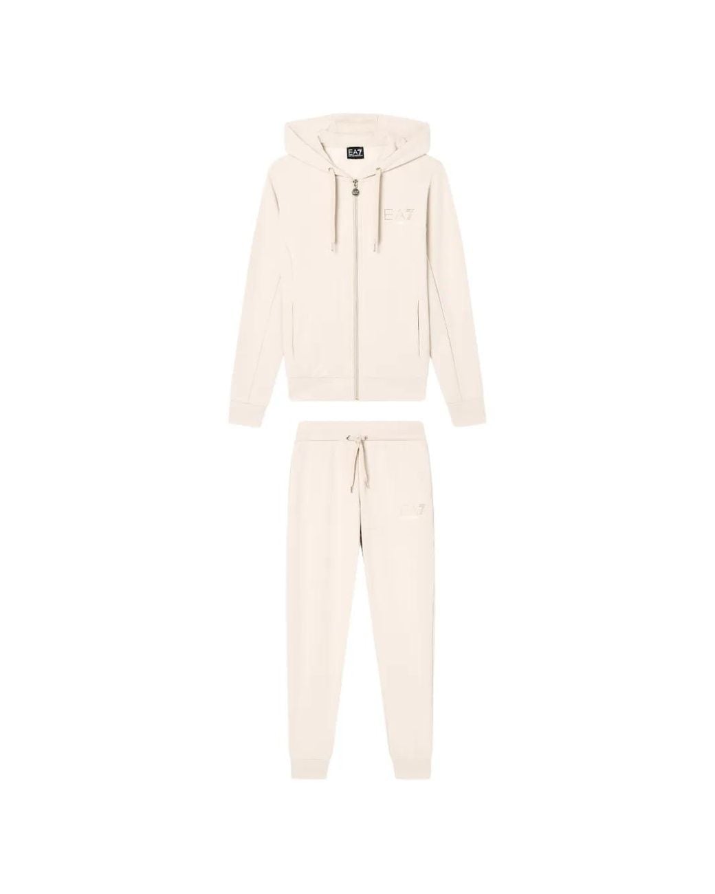 EA7 White Logo-Print Tracksuit