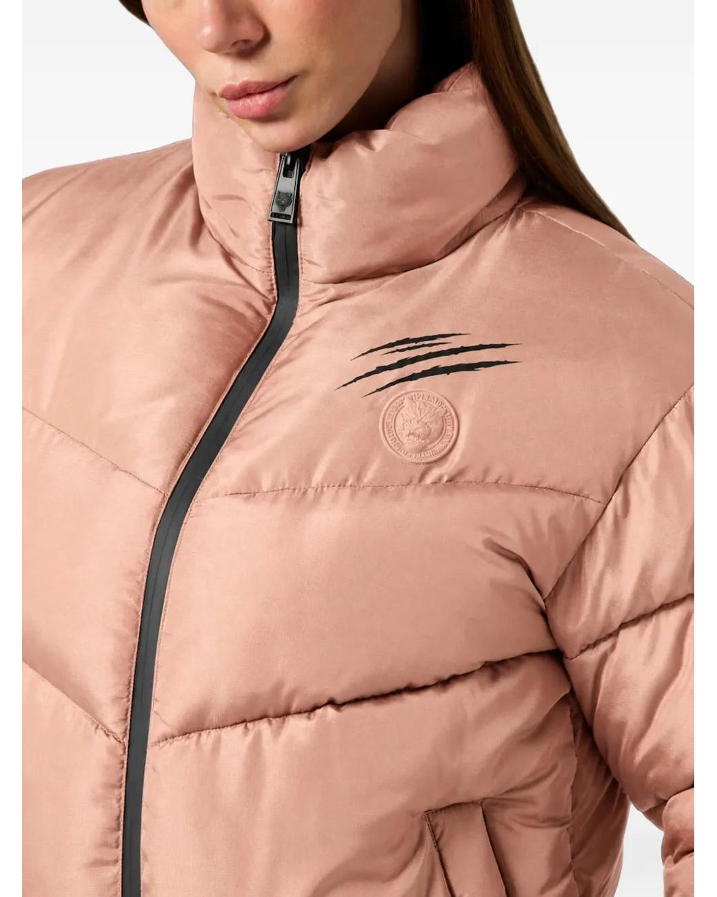 Philipp Plein Pink Helsinki Logo-Patch Puffer Jacket