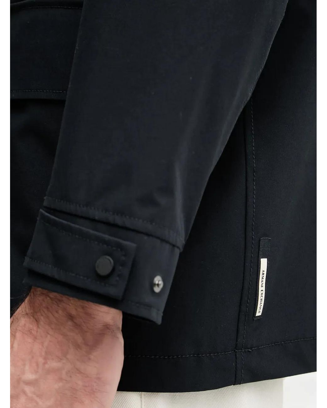 ARMANI EXCHANGE Black Hooded Multi-Pocket Jacket for men