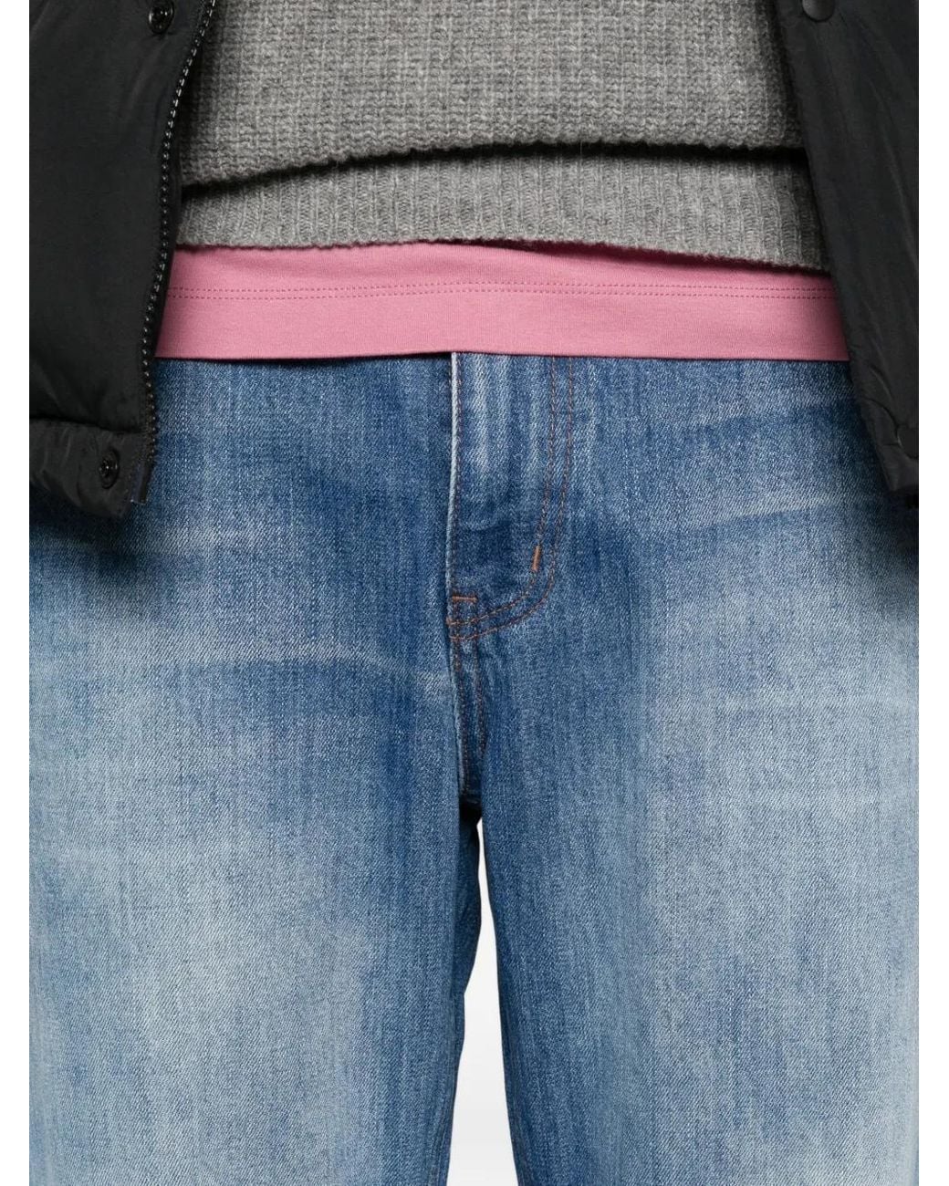 TONYWACK Blue Faded Straight-Leg Jeans for men