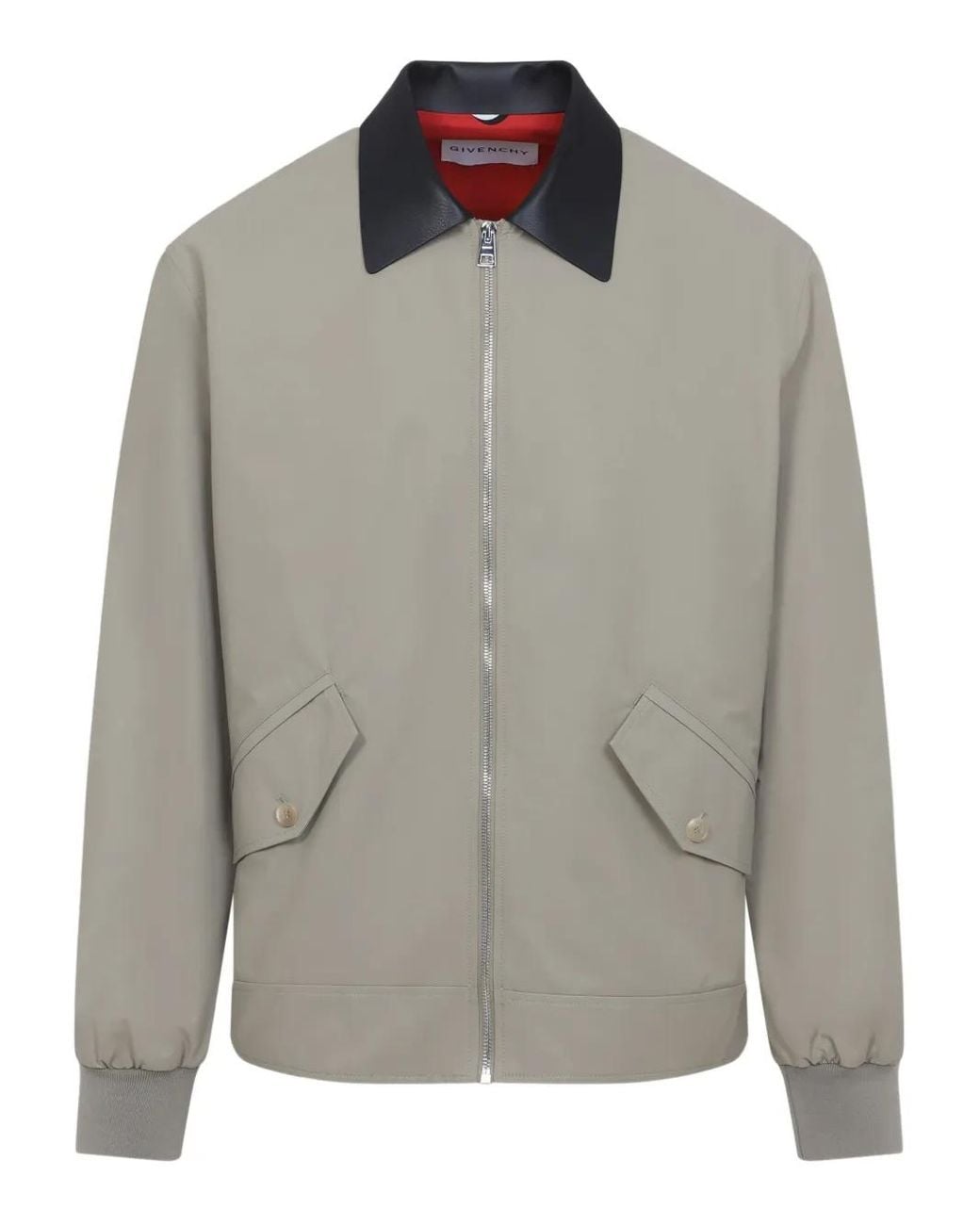 Givenchy Gray Cotton Jacket With Leather Harrington Collar for men