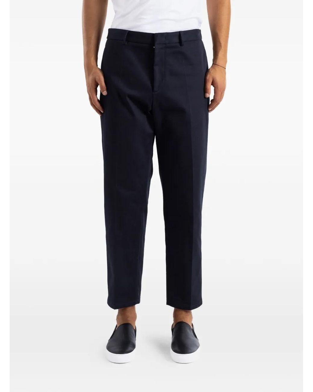 Jil Sander Blue Tapered-Design Pressed-Crease Trousers