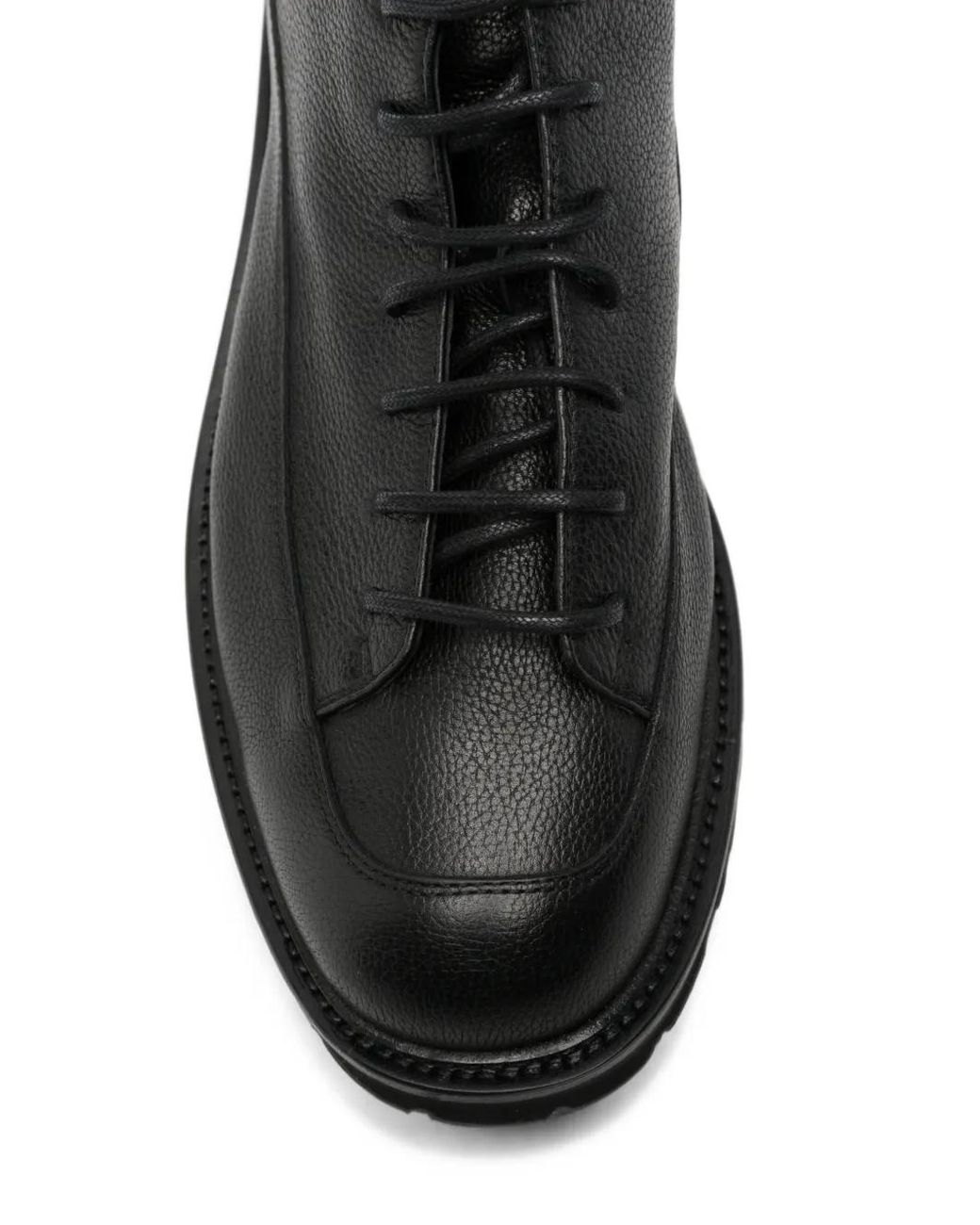 Common Projects Black Grained-Leather Lace-Up Ankle Boots for men