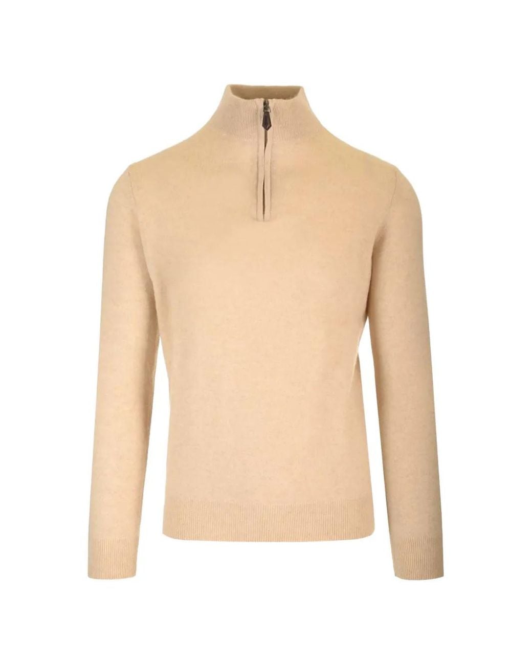 Al Duca D'aosta Natural Zip-Fastening High-Neck Sweater for men