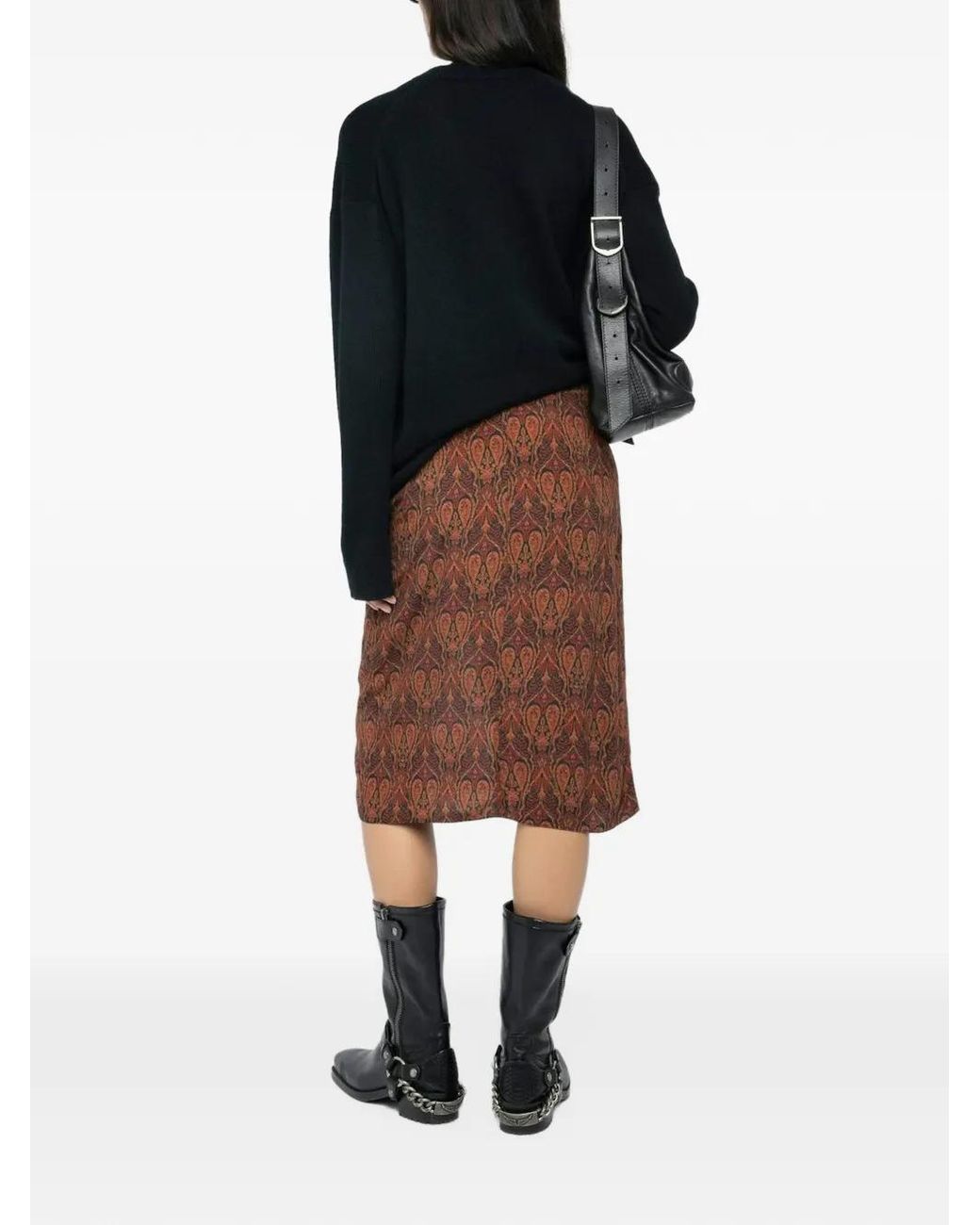 Zadig & Voltaire Brown Paisley-Print Straight Skirt
