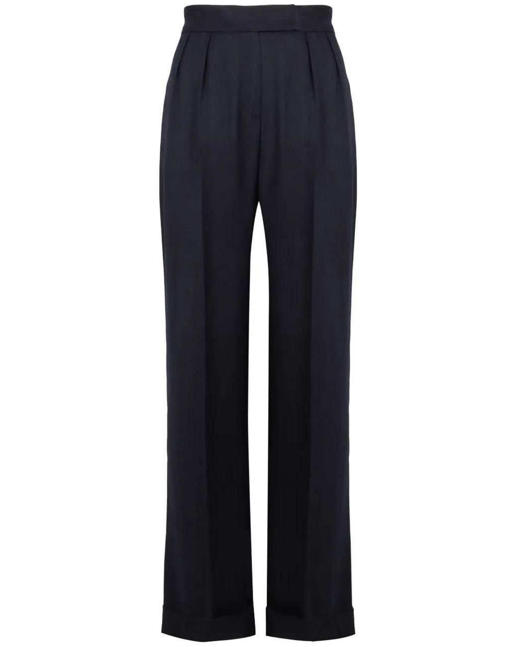 Kiton Blue Virgin Wool Straight-Leg Trousers
