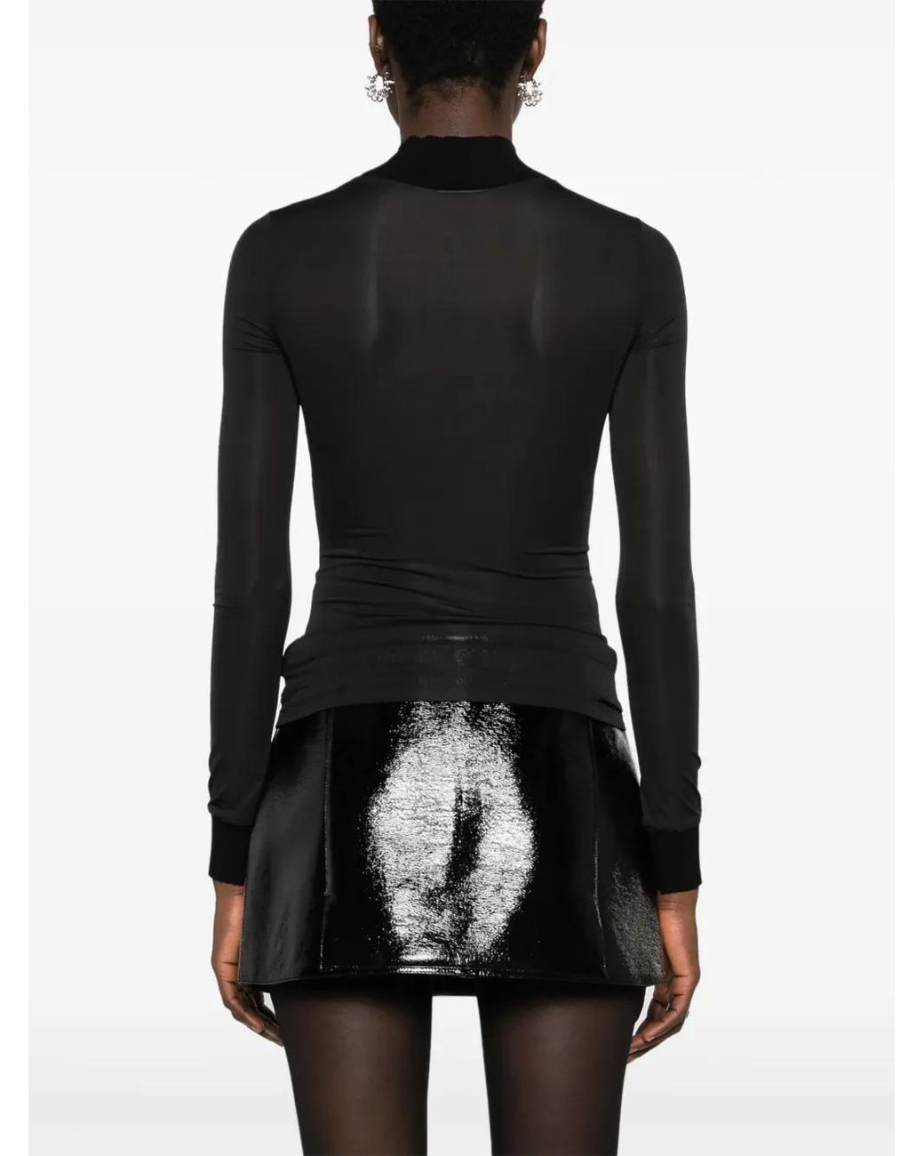 Courreges Black Reedition Second Skin Logo-Embroidered T-Shirt