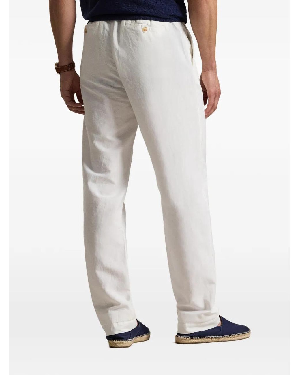 Polo Ralph Lauren White Flat-Front Bedford Trousers for men
