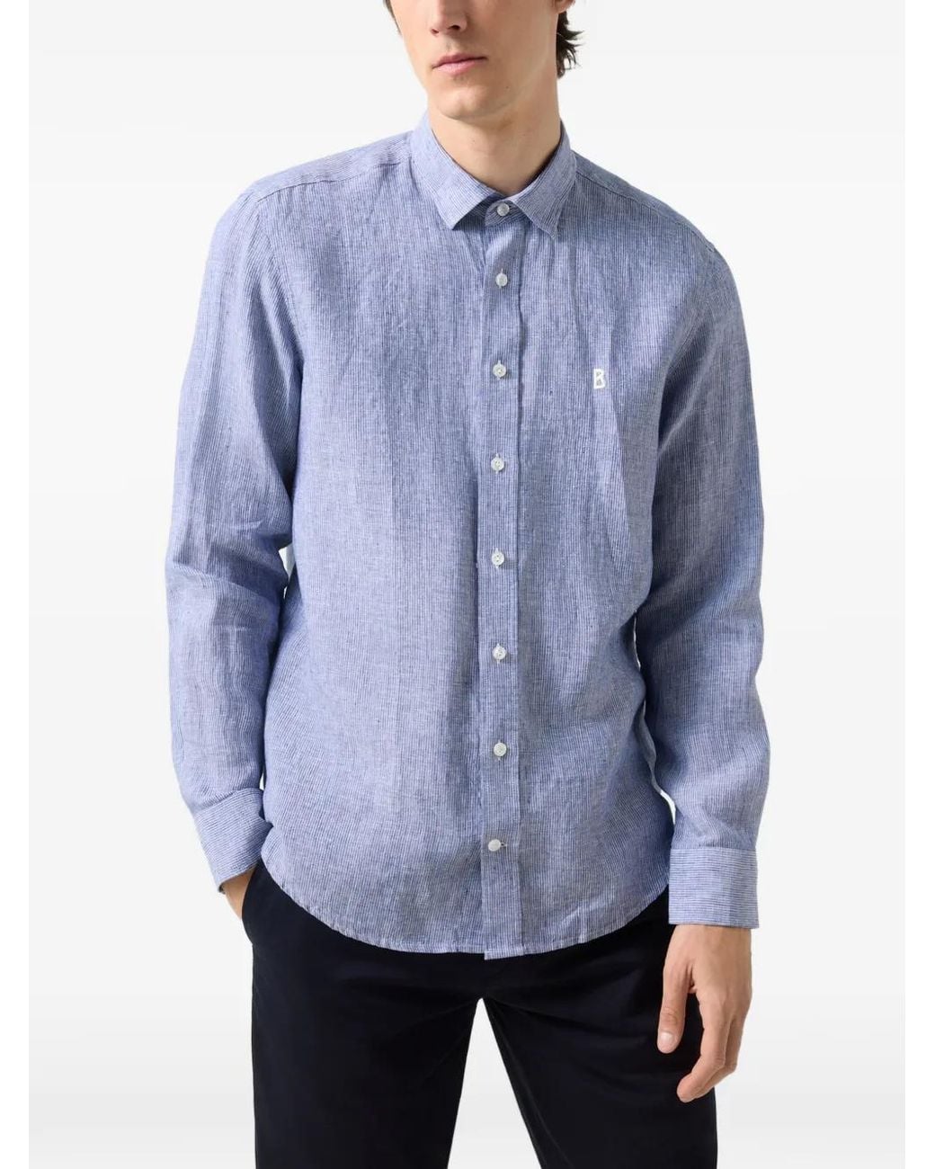 Bogner Blue Chemise Timi En Lin À Rayures for men