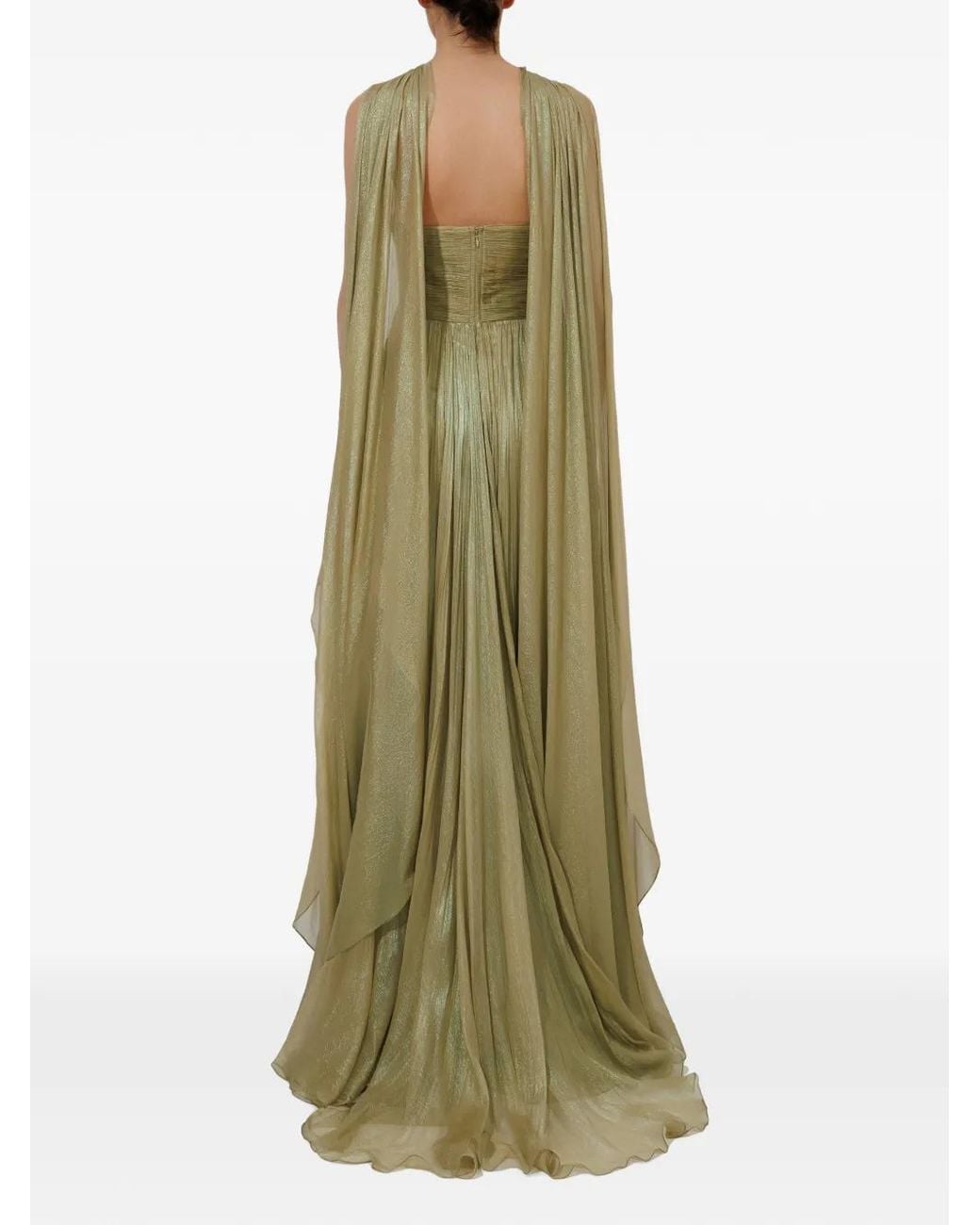 IRIS SERBAN Green Linda Ruched Maxi Gown