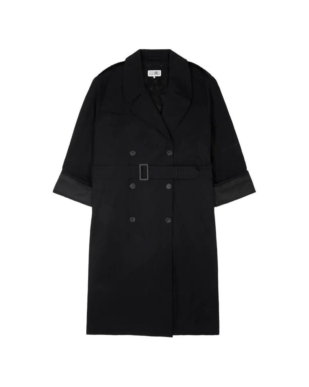 MM6 by Maison Margiela Black Cotton Twill Trench Coat