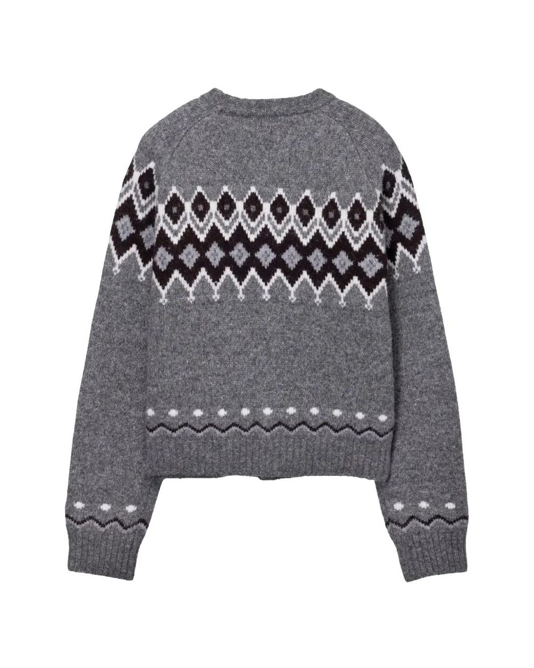 DUNST Gray Fair Isle Jacquard Cardigan