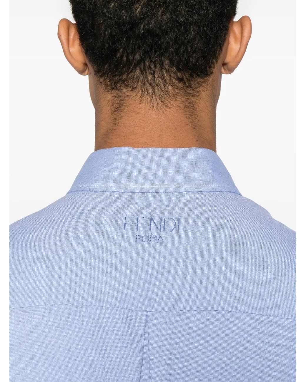 Fendi Blue Asymmetric Shirt for men