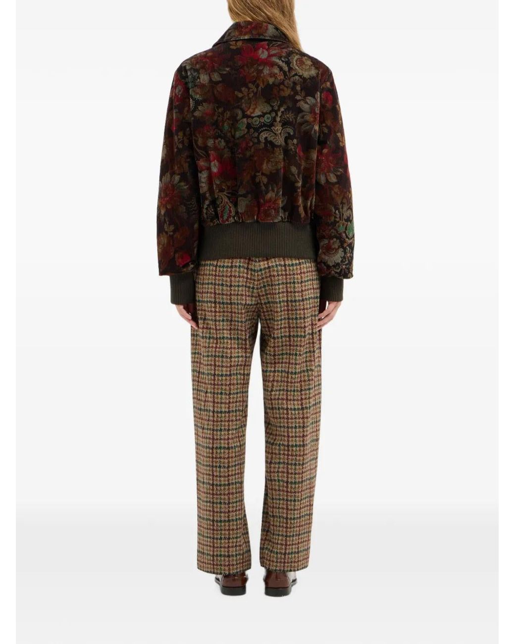 Pierre Louis Mascia Brown Gridox Floral-Print Bomber Jacket
