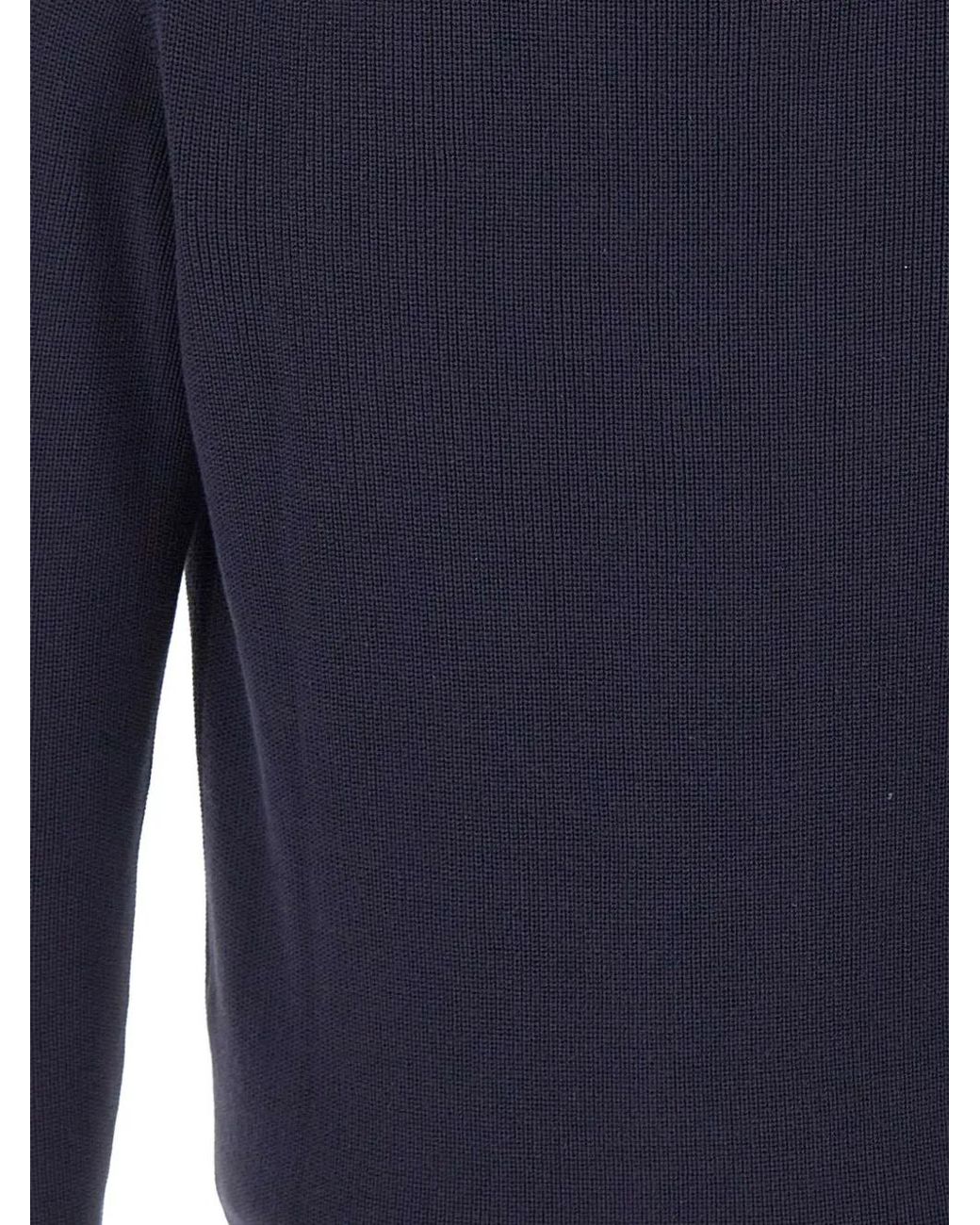 FILIPPO DE LAURENTIIS Blue V-Neck Ribbed-Trim Cardigan for men