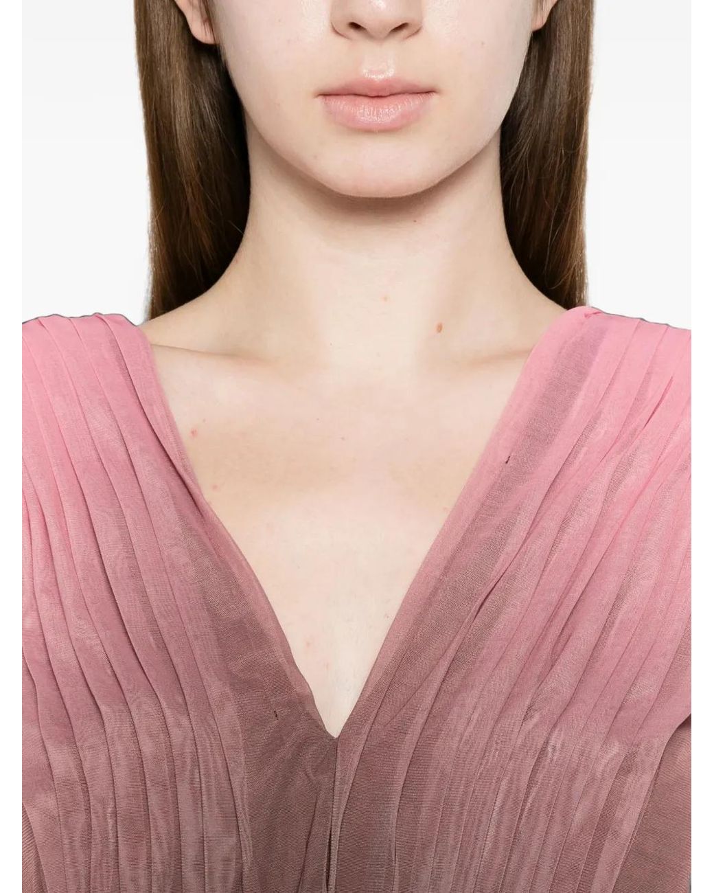 Ermanno Scervino Pink Degradé-Effect Pleated Maxi Dress