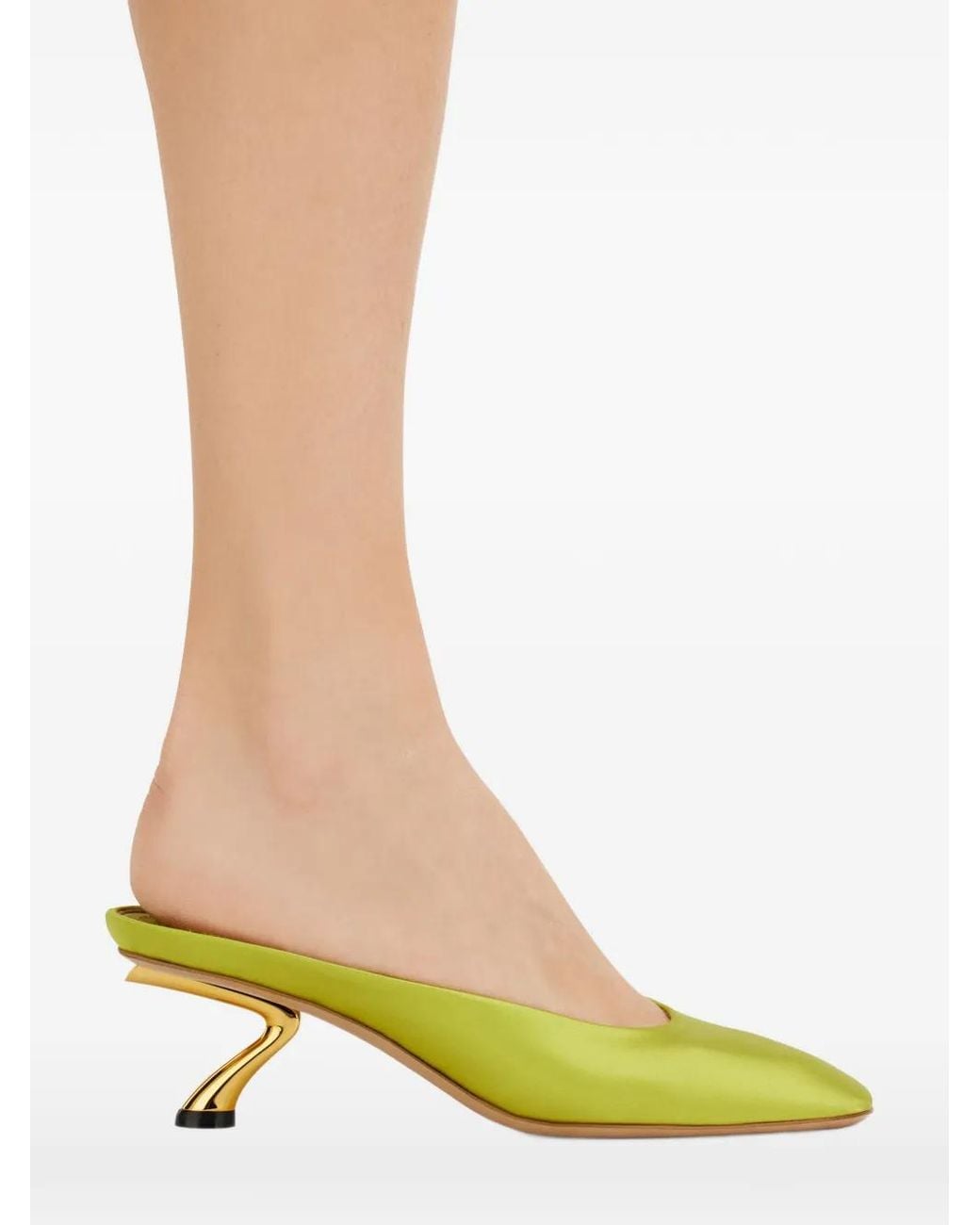 Ferragamo Yellow S-Shaped Heel Mules