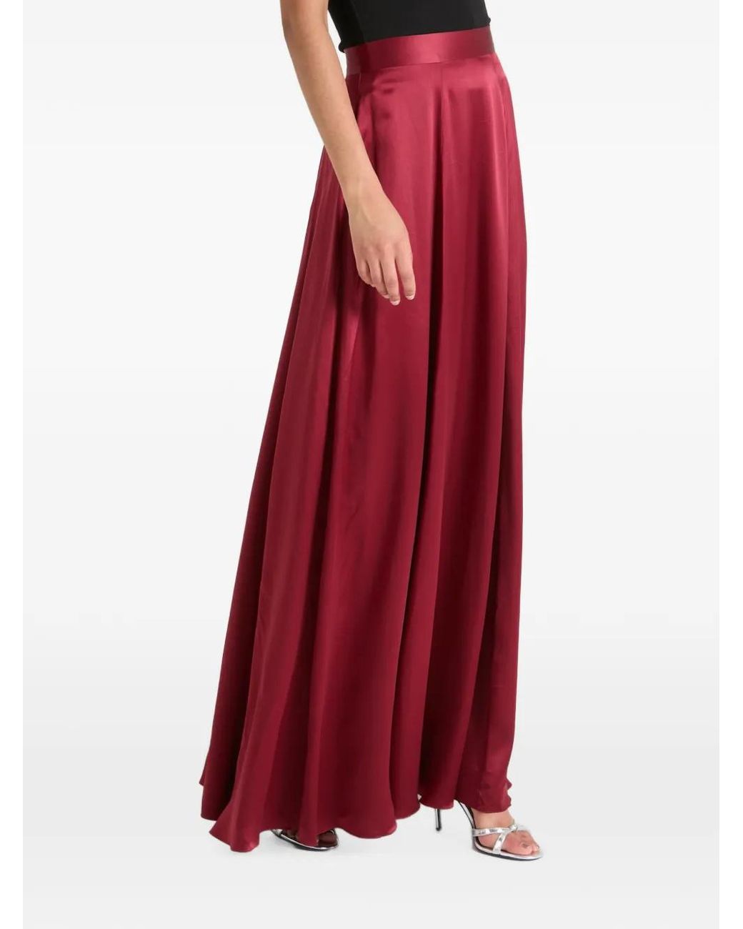 Temperley London Red Amerie Satin Maxi Skirt