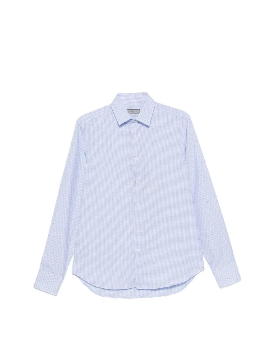 Canali Blue Gingham-Check Shirt for men