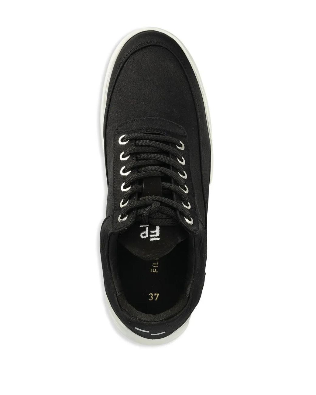 Filling Pieces Black Logo-Embroidered Sneakers