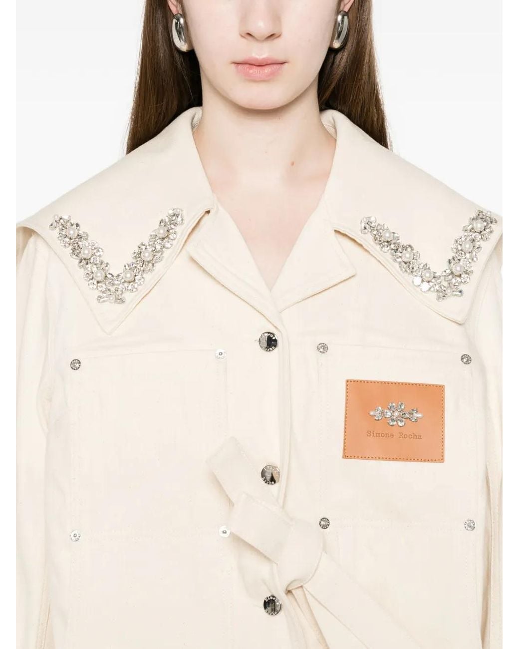 Simone Rocha Natural Sailor-Collar Bow Jacket