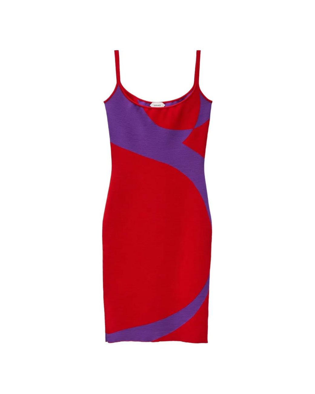 Versace Red Robe Courte En Maille De Laine Stretch