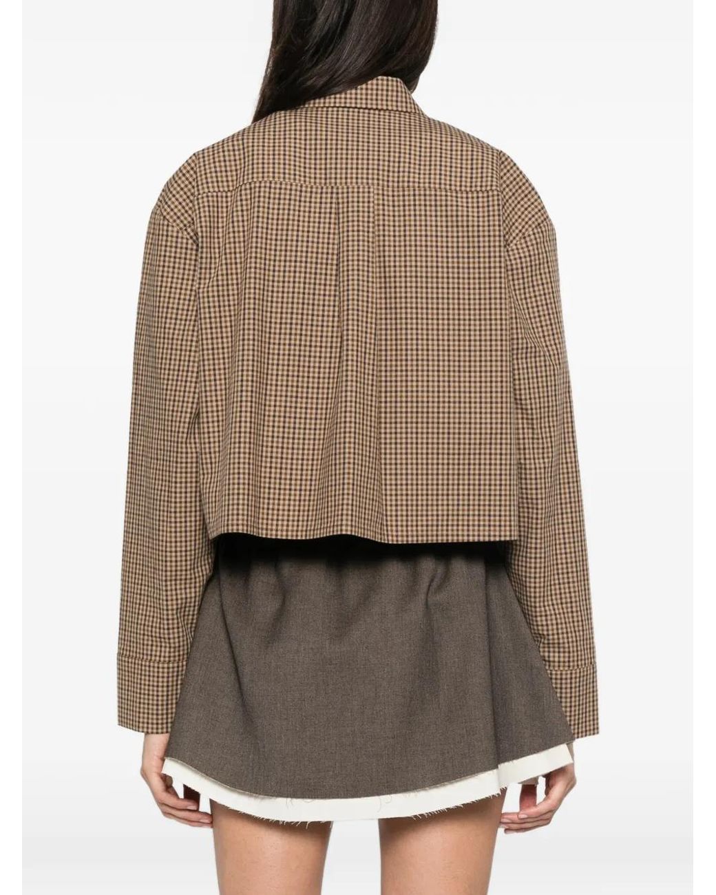 ELEH Natural Cropped Checked Shirt