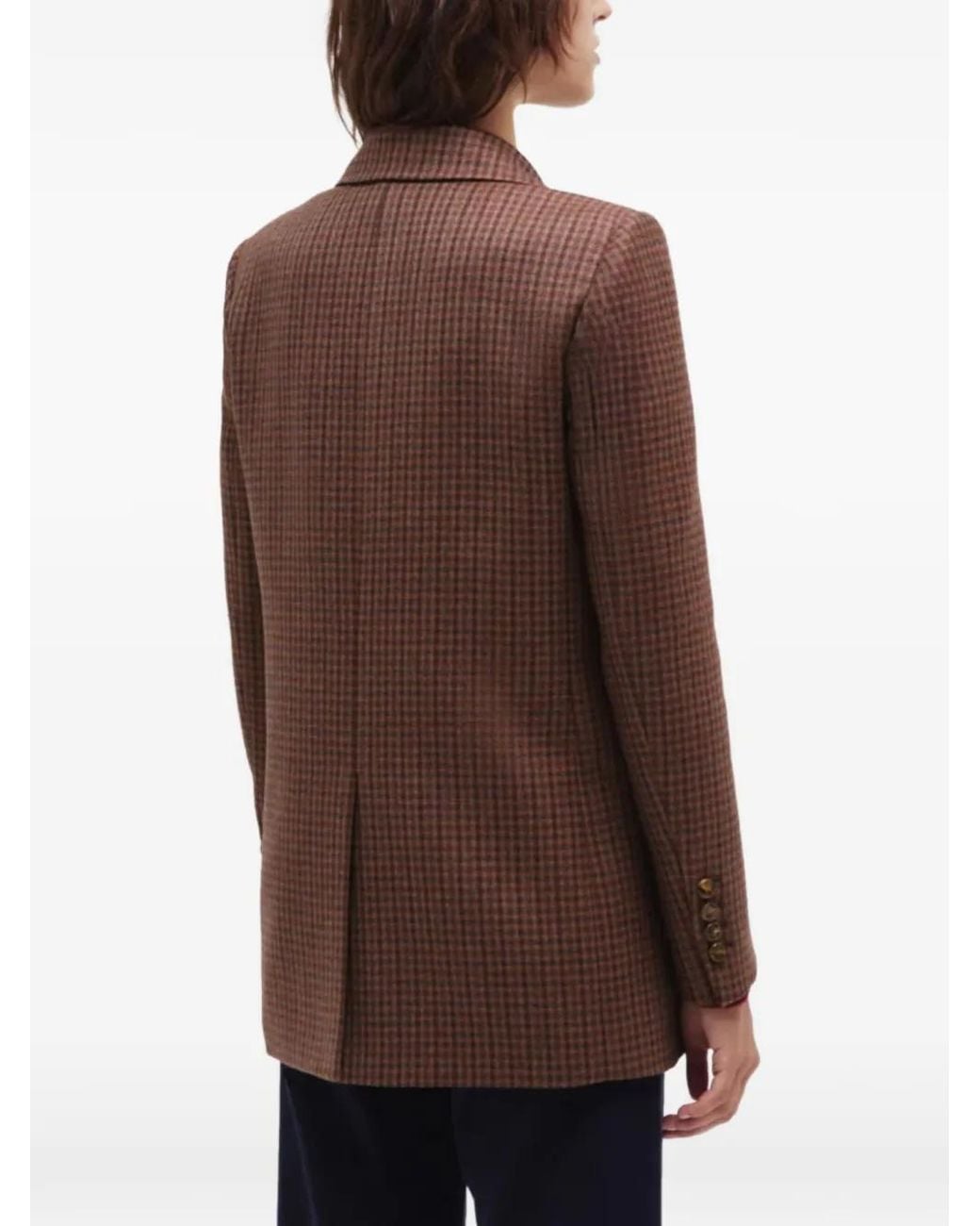 Blazé Milano Brown Check-Pattern Double-Breasted Jacket